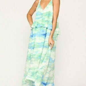 Gigio Umgee Maxi Dress Tie Dye Pocket Ruffle